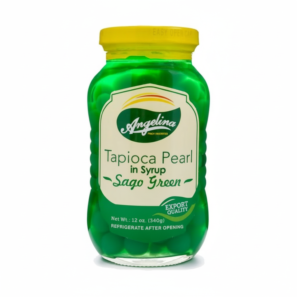 Angelina Tapioca Pearl in Syrup Sago Green 340g