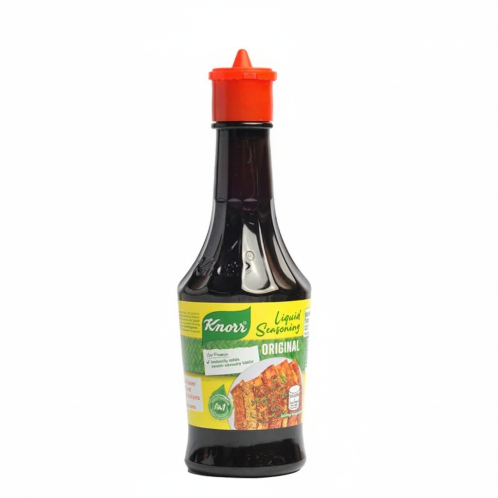 Bottle of Knorr Liquid Seasoning on a white background