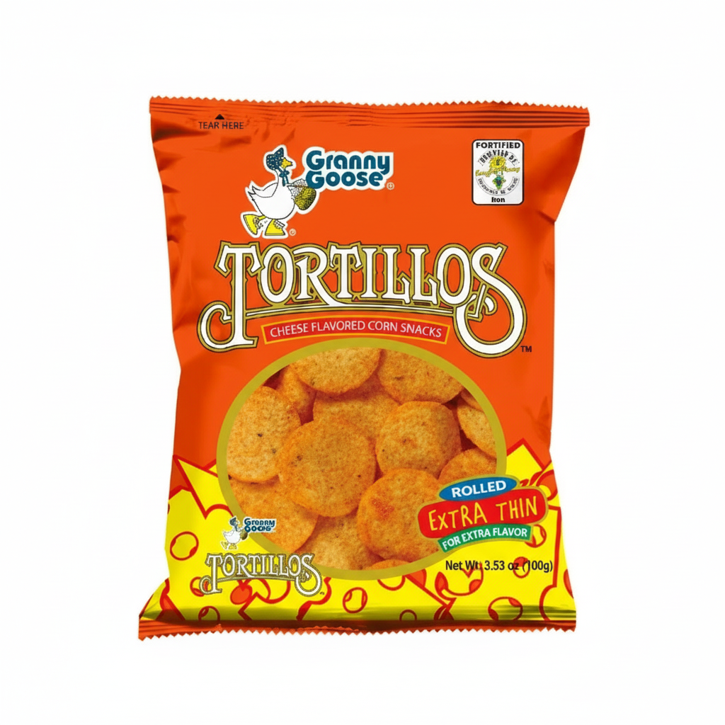 Packaged tortillitos with Granny Goose branding on a white background