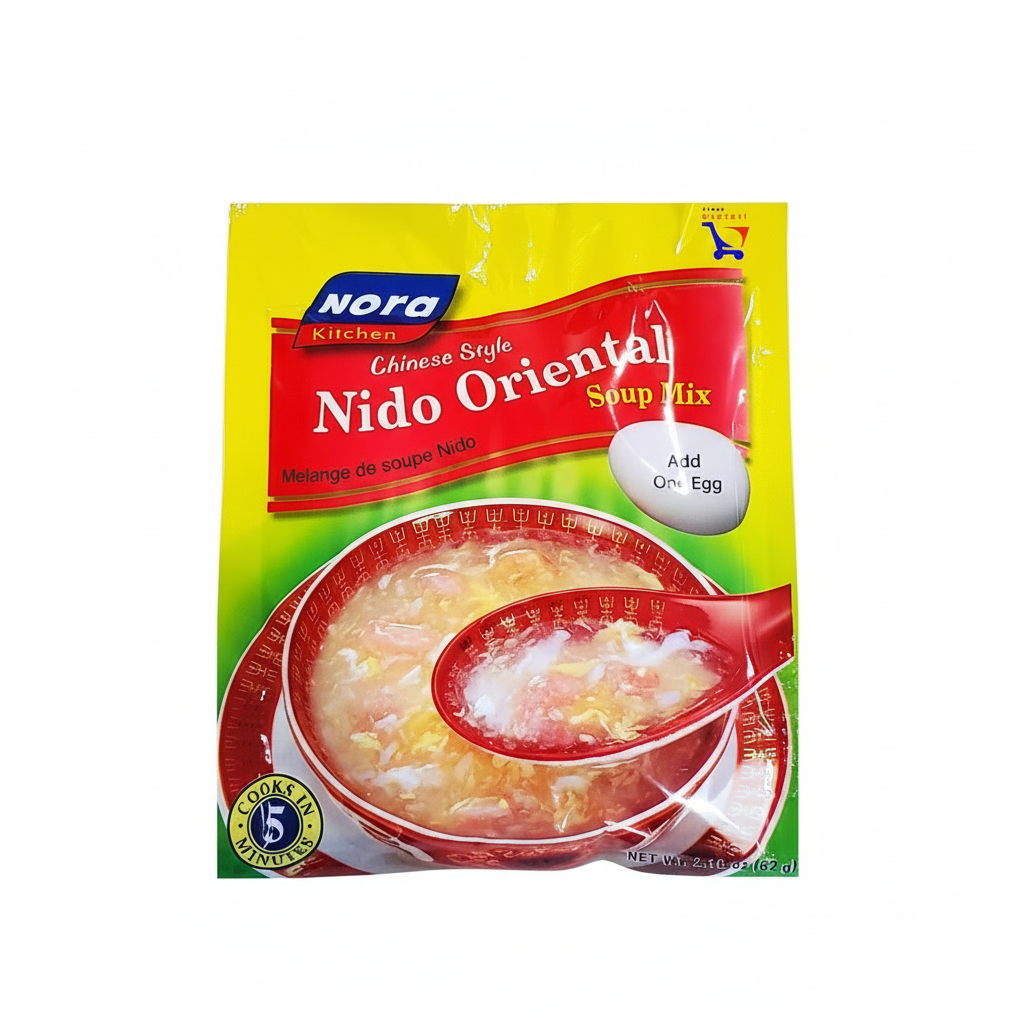 Nora Nido Oriental Soup Mix packaging on a white background