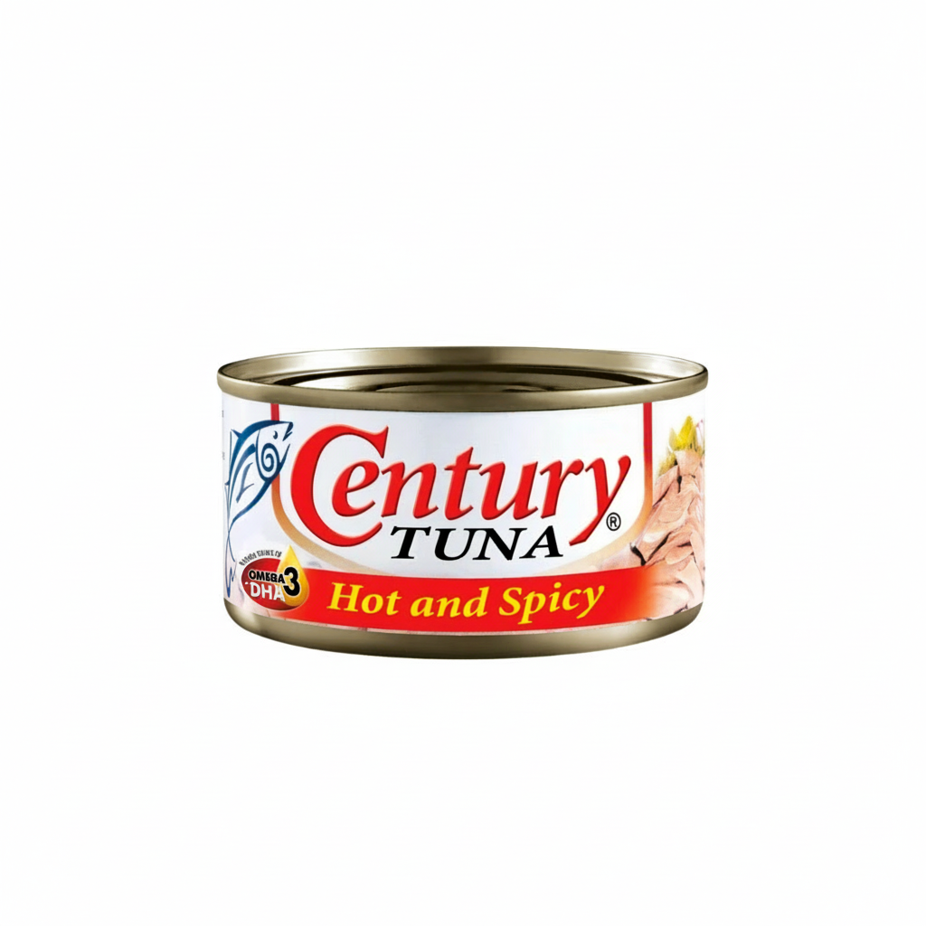 Can of Century Tuna Hot and Spicy on a white background