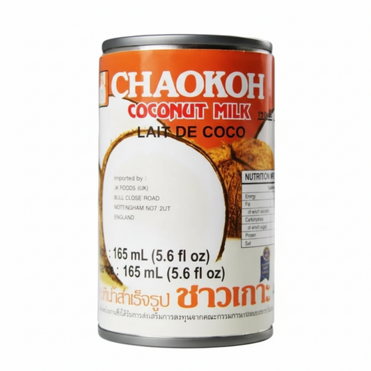 Can of Chaokoh coconut milk with a white background