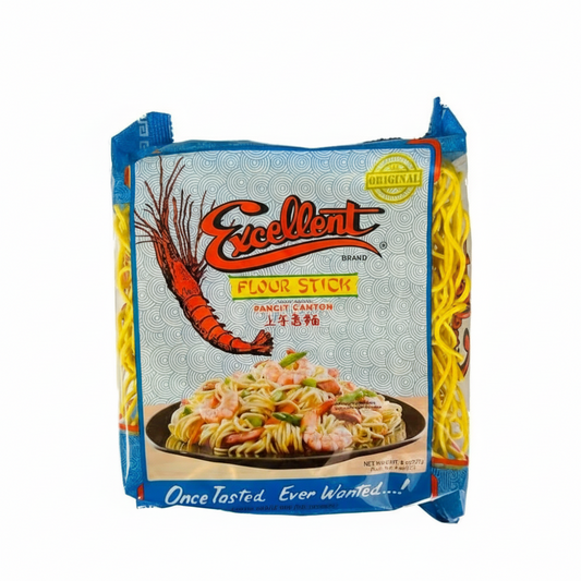 Packaged noodles with 'Excellent' branding on a white background