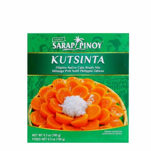 Sarap Pinoy Kutsinta cake mix packaging with a green background