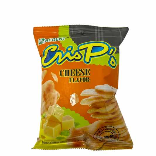 Packaged snack with 'Eris P's' branding and cheese flavor text on a white background.