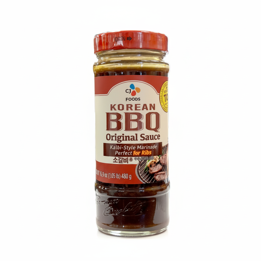 Jar of CJ Foods Korean BBQ Original Sauce on a white background
