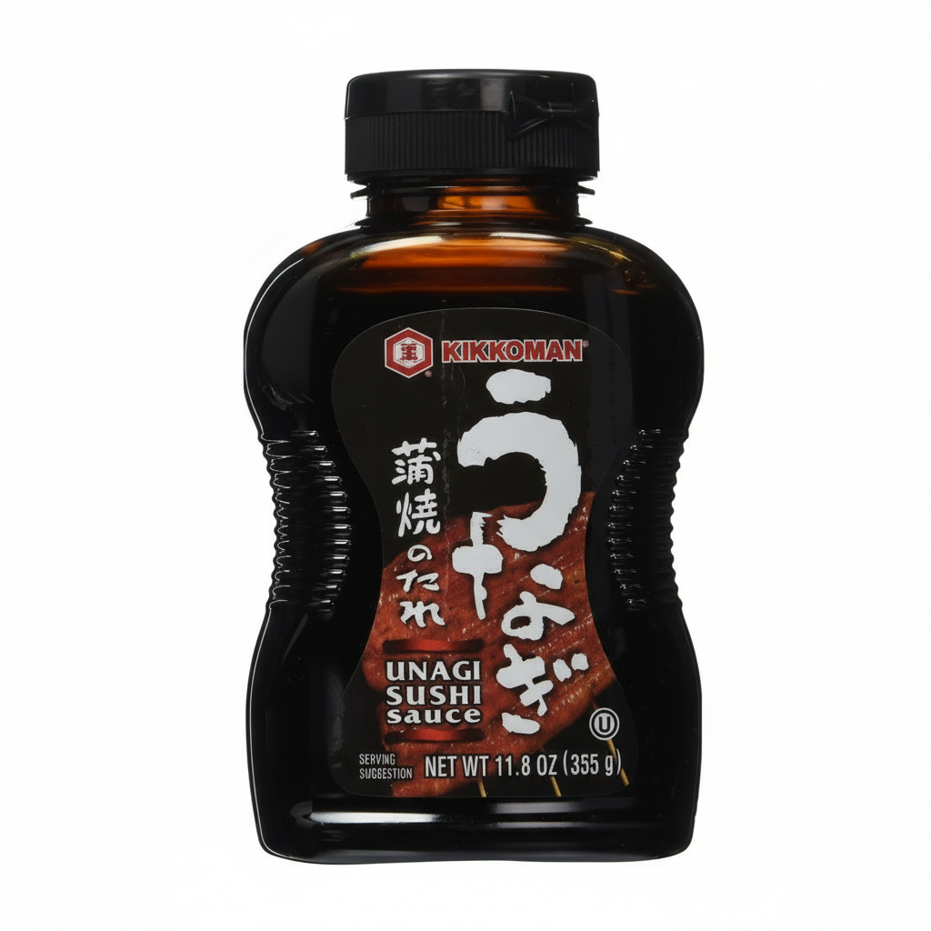 Kikkoman Unagi Sushi Sauce bottle on a white background