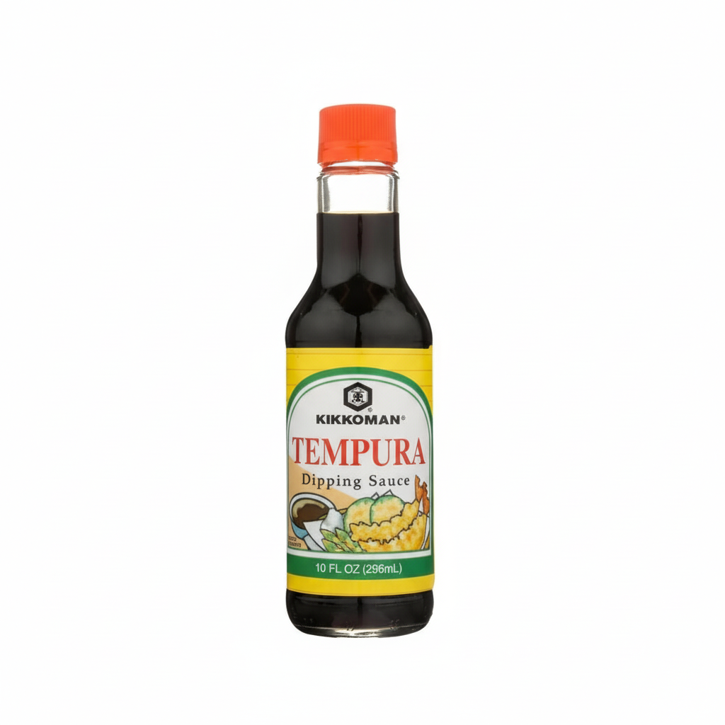 Kikkoman Tempura Dipping Sauce bottle on a white background