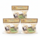 Assorted pastilles in clear packaging with a brand label on a white background
