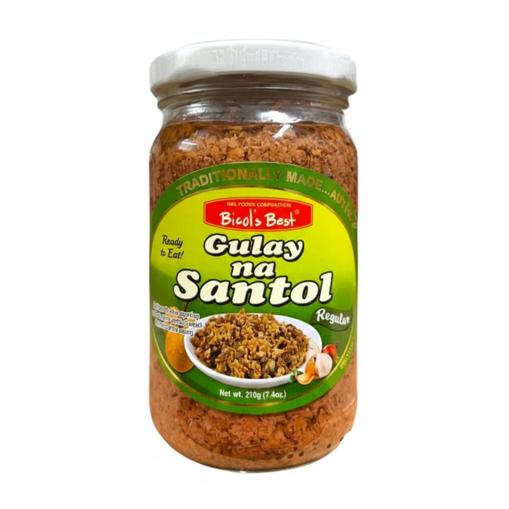 Jar of Gulay na Santol with a green label on a white background