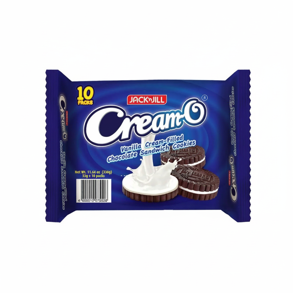 Packaging of Jack 'n Jill Cream-O cookies on a white background