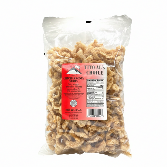 Bag of Tito Al's Choice Chicharrones with a visible brand logo on a white background