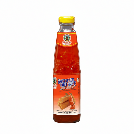 Bottle of Sweetened Chilli Sauce with a yellow cap on a white background