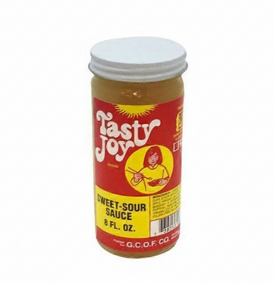 Tasty Joy sweet-sour sauce jar on a white background