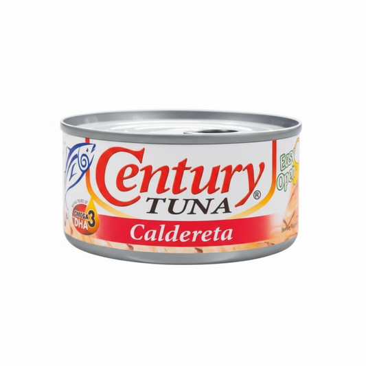 Can of Century Tuna Caldereta on a white background