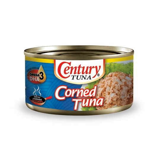 Can of Century Corned Tuna with label on a white background