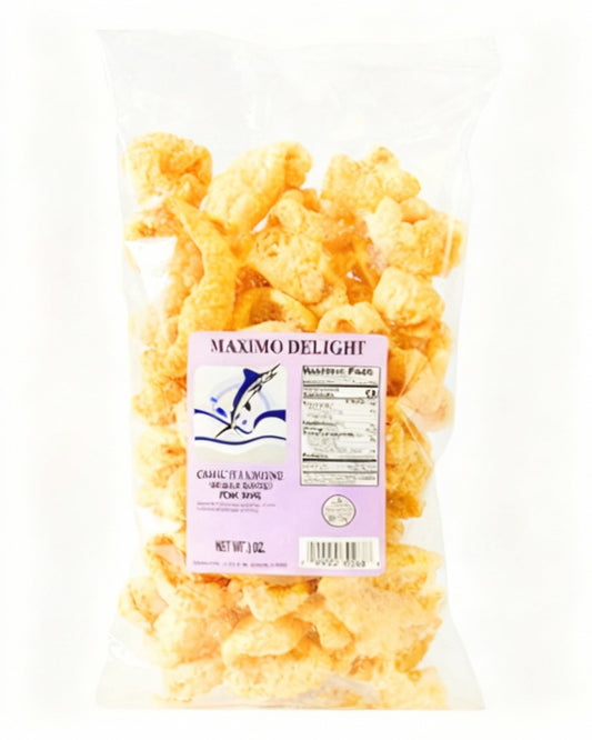 Maximo Delight Chicharrone Pork Skins Garlic Flavored 3oz 28g Purple