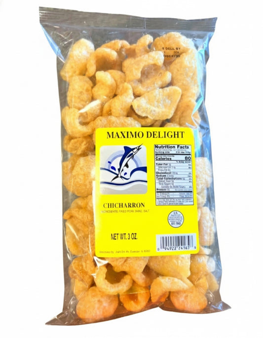 Maximo Delight Chicharrone Pork Skins Salt Added 3oz 28g Yellow